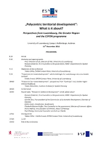 Polycentric Territorial Development“: What Is It About? Perspectives from Luxembourg, the Greater Region and the ESPON Programme