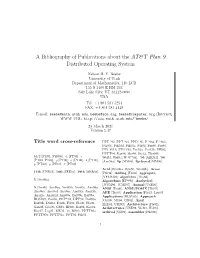 A Bibliography of Publications About the AT&T Plan 9 Distributed