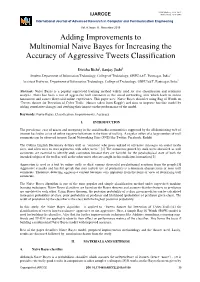 Adding Improvements to Multinomial Naive Bayes for Increasing the Accuracy of Aggressive Tweets Classification