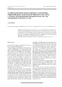 Coleoptera: Chrysomelidae: Alticinae) of the Fauna of Latvia
