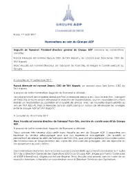 Nominations Au Sein Du Groupe ADP