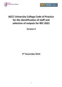 AECC University College Code of Practice for the Identification of Staff and Selection of Outputs for REF 2021