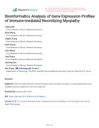 Bioinformatics Analysis of Gene Expression Pro Les of Immune