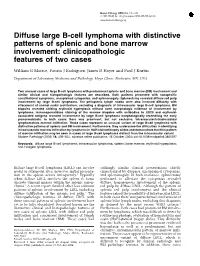 Diffuse Large B-Cell Lymphoma with Distinctive Patterns of Splenic and Bone Marrow Involvement: Clinicopathologic Features of Two Cases