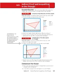 Indirect Proof and Inequalities in One Triangle
