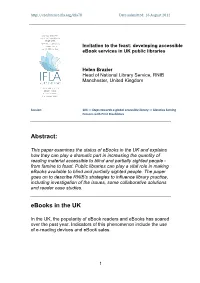 Invitation to the Feast: Developing Accessible Ebook Services in UK Public Libraries