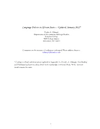 Language Policies in African States – Updated, January 2012*