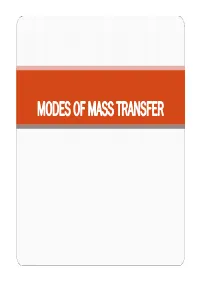Modes of Mass Transfer Chapter Objectives