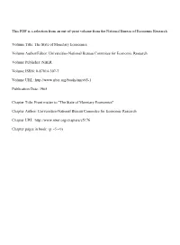 This PDF Is a Selection from an Out-Of-Print Volume from the National Bureau of Economic Research