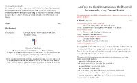 An Order for the Administration of the Reserved Sacrament by a Lay