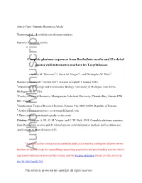 Complete Plastome Sequences from Bertholletia Excelsa and 23 Related Species Yield Informative Markers for Lecythidaceae