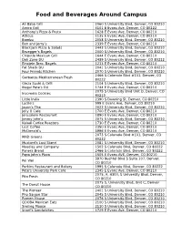 Food and Beverages Around Campus