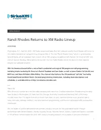 Randi Rhodes Returns to XM Radio Lineup