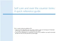 Self Care and Over the Counter Items: a Quick Reference Guide