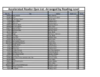 Accelerated Reader Quiz List -Arranged by Reading Level