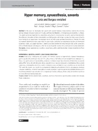 Hyper Memory, Synaesthesia, Savants Luria and Borges Revisited