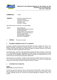 Minutes of the Ordinary Meeting of the Council of the Municipality of Strathfield Held on 2 June 2009