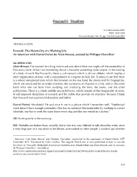 TRANSLATION Foucault: the Materiality of a Working Life An