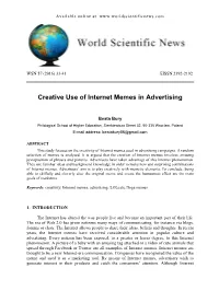 Creative Use of Internet Memes in Advertising