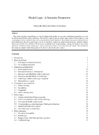 Modal Logic: a Semantic Perspective