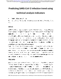 Predicting SARS-Cov-2 Infection Trend Using Technical Analysis Indicators