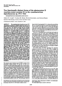 Two Functionally Distinct Forms of the Photosystem II Reaction-Center Protein Dl in the Cyanobacterium Synechococcus Sp