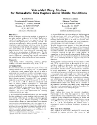 Voice-Mail Diary Studies for Naturalistic Data Capture Under Mobile Conditions