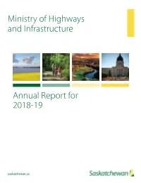 Annual Report for 2018-19 Ministry of Highways and Infrastructure