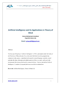 Artificial Intelligence and Its Applications in Theory of Mind