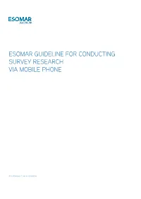 Esomar Guideline for Conducting Survey Research