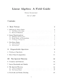 Linear Algebra: a Field Guide