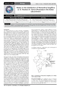 Notes on the Distribution of Hemarthria Longiflora (JD Hooker)