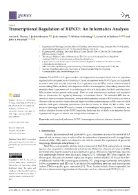 Transcriptional Regulation of RUNX1: an Informatics Analysis