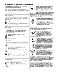 When to Use Knots and Lashings