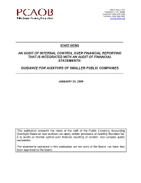 An Audit of Internal Control Over Financial Reporting That Is Integrated with an Audit of Financial Statements