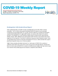 COVID-19 Weekly Outbreak Report