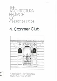 Cranmer Club Introduction the Cranmer Club Stands at 25 Armagh Street on the South-West Corner of Cranmer Square