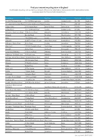 Find Your Nearest Recycling Store in England a Soft Plastic Recycling Unit Can Be Found at Each of the Stores Listed Below
