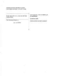 Gravity Co., Ltd. Securities Litigation 05-CV-04804-Stipulation Of