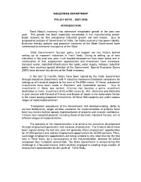 Industries Department Policy Note – 2007-2008
