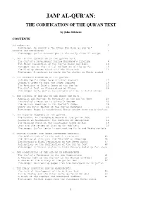 Jam' Al-Qur'an: the Codification of the Qur'an Text
