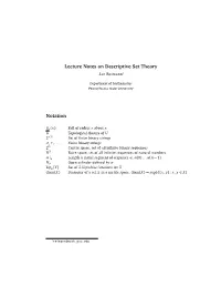 Lecture Notes on Descriptive Set Theory Notation