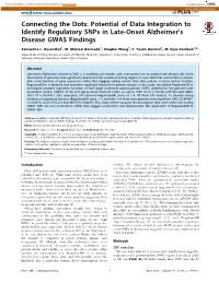 Potential of Data Integration to Identify Regulatory Snps in Late-Onset Alzheimer’S Disease GWAS Findings