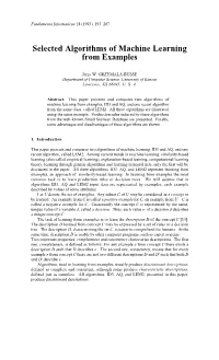 Selected Algorithms of Machine Learning from Examples