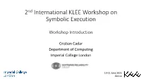 2Nd International KLEE Workshop on Symbolic Execution