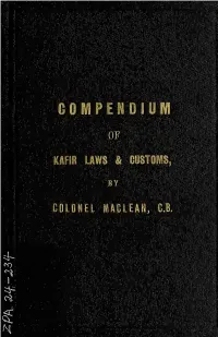 A Compendium of Kafir Laws and Customs