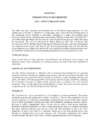 Chapter-I Introduction to Biochemistry Cell and It's