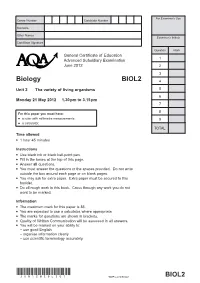 GCE Biology Question Paper Unit 02