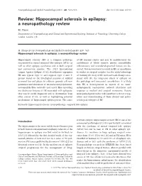 Hippocampal Sclerosis in Epilepsy: a Neuropathology Review