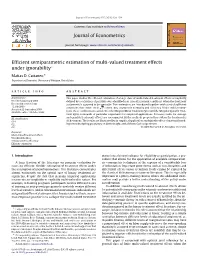 Journal of Econometrics Efficient Semiparametric Estimation of Multi
